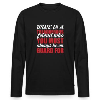 Le vin est un ami perfide - T-shirt manches longues Premium bio Homme - noir - Devant - Nico (187cm)