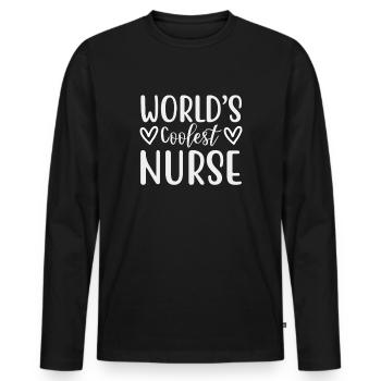 Worlds Coolest Nurse - Men's Premium Organic Long Sleeve Shirt - black - Front - Nico (187cm)