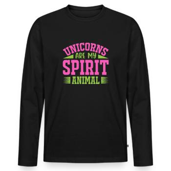 Les licornes sont mon âme animal Licorne - T-shirt manches longues Premium bio Homme - noir - Devant - Nico (187cm)