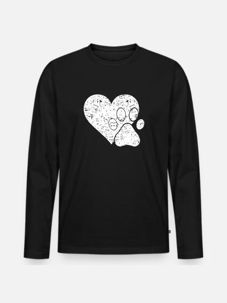 Paw heart - Men's Premium Organic Long Sleeve Shirt - black