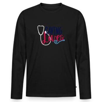 Nurse saves lives - Men's Premium Organic Long Sleeve Shirt - black - Front - Nico (187cm)