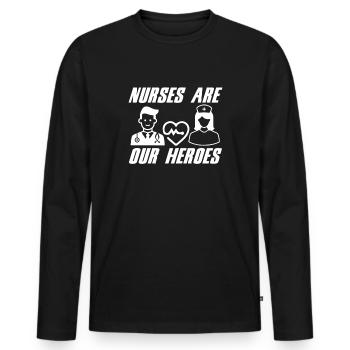 Nurses are our heroes - Men's Premium Organic Long Sleeve Shirt - black - Front - Nico (187cm)