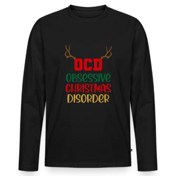 Drôle de trouble obsessionnel de Noël TOC - T-shirt manches longues Premium bio Homme - noir - Devant - Nico (187cm)