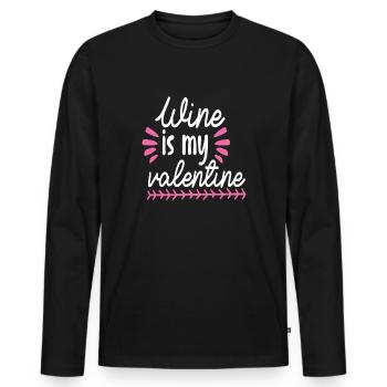 Le vin est ma Saint-Valentin - T-shirt manches longues Premium bio Homme - noir - Devant - Nico (187cm)