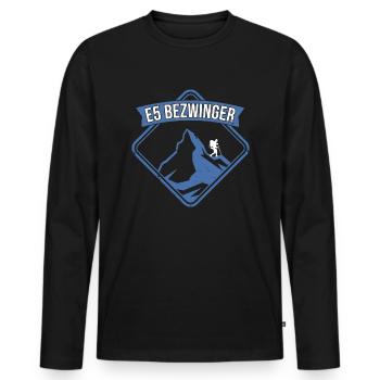 Alpenüberquerung Oberstdorf Meran E5 Fernwanderweg - Männer Premium Bio Langarmshirt - Schwarz - Vorne - Nico (187cm)