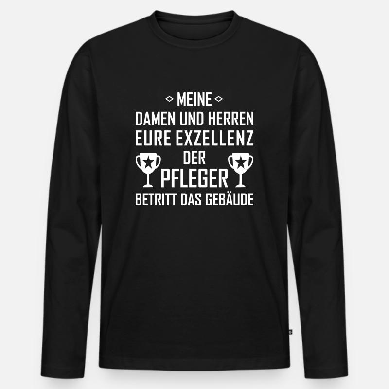 Der Pfleger - Männer Premium Bio Langarmshirt - Schwarz