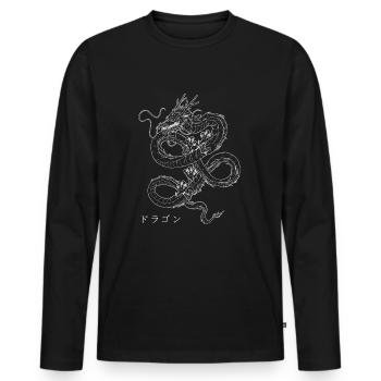 Dragon japonais Otaku Streetwear Dragon Manga - T-shirt manches longues Premium bio Homme - noir - Devant - Nico (187cm)