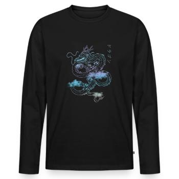 Streetwear Dragon Pastel retro 90s Japnan E-Girl - T-shirt manches longues Premium bio Homme - noir - Devant - Nico (187cm)