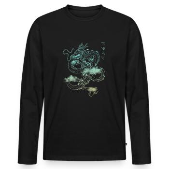 Japonais Anime Otaku retro Streetwear Dragon - T-shirt manches longues Premium bio Homme - noir - Devant - Nico (187cm)