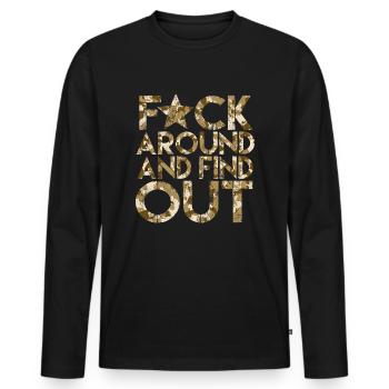 Fick herum und finde fafo f herum und finde es her - Männer Premium Bio Langarmshirt - Schwarz - Vorne - Nico (187cm)