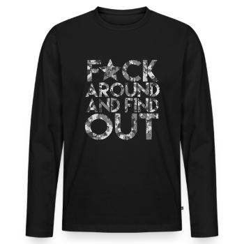 Fick herum und finde fafo f herum und finde es her - Männer Premium Bio Langarmshirt - Schwarz - Vorne - Nico (187cm)