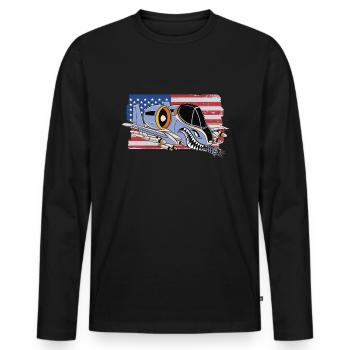 A-10 Warthog Flugzeug USA Flagge A10 Thunderbird - Männer Premium Bio Langarmshirt - Schwarz - Vorne - Nico (187cm)