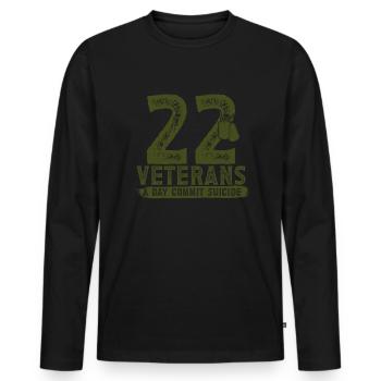 22 Veteranen pro Tag Veteran Selbstmordbewusstsein - Männer Premium Bio Langarmshirt - Schwarz - Vorne - Nico (187cm)