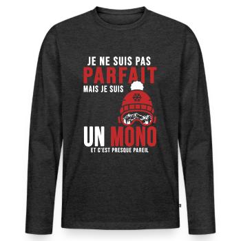 Ski moniteur mono parfait humour coach - T-shirt manches longues Premium bio Homme - anthracite chiné - Devant - Nico (187cm)