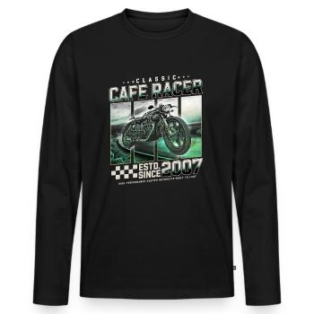 Cafe Racer built in 2007 - Men's Premium Organic Long Sleeve Shirt - black - Front - Nico (187cm)