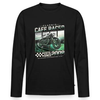Cafe Racer built in 2008 - Men's Premium Organic Long Sleeve Shirt - black - Front - Nico (187cm)