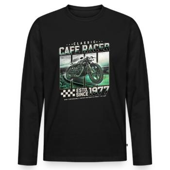 Cafe Racer built in 1977 - Men's Premium Organic Long Sleeve Shirt - black - Front - Nico (187cm)