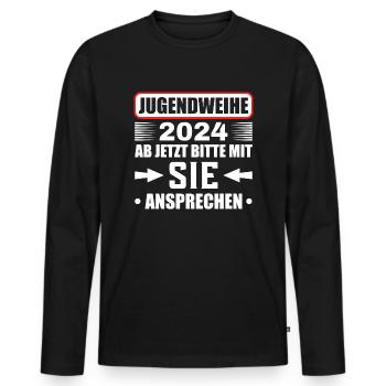 Jugendweihe 2024 Ab Jetzt Bitte Mit Sie Ansprechen - Männer Premium Bio Langarmshirt - Schwarz - Vorne - Nico (187cm)