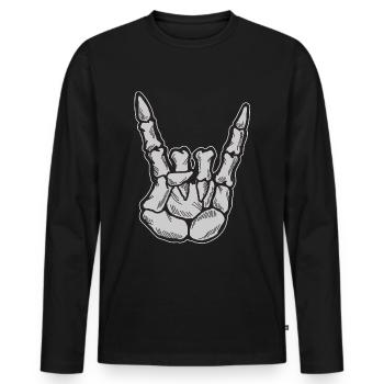 Werten Sie Ihren Stil mit ikonischer - Männer Premium Bio Langarmshirt - Schwarz - Vorne - Nico (187cm)