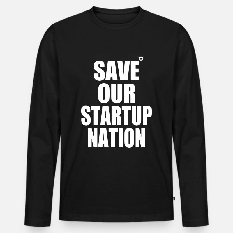 save our startup nation - Männer Premium Bio Langarmshirt - Schwarz