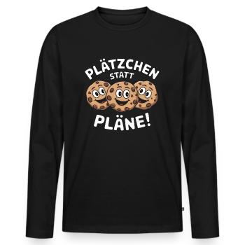 Cookies instead of plans! - Men's Premium Organic Long Sleeve Shirt - black - Front - Nico (187cm)