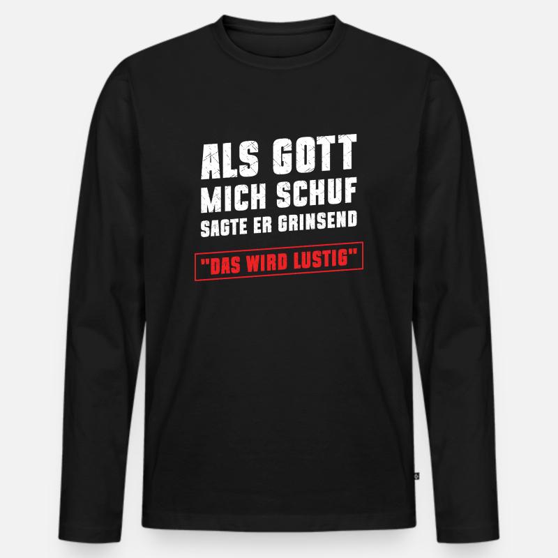 Als Gott mich schuf - Männer Premium Bio Langarmshirt - Schwarz