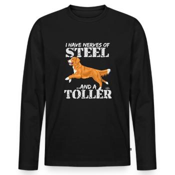 tollersteel - T-shirt manches longues Premium bio Homme - noir - Devant - Nico (187cm)
