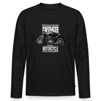 Moto Vintage Design Cafe Racer - T-shirt manches longues Premium bio Homme - noir - Devant - Nico (187cm)