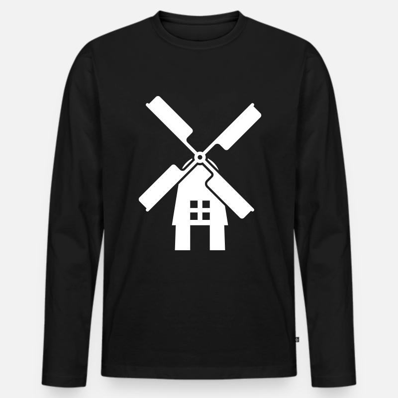 Windmühle Ivon Silhouette - Männer Premium Bio Langarmshirt - Schwarz