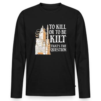 Schottischer Kilt Tracht - Schottenrock Schottland - Männer Premium Bio Langarmshirt - Schwarz - Vorne - Nico (187cm)