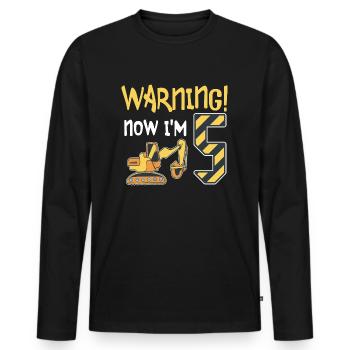 Excavator driver 5th birthday Children 5 years excavator - Men's Premium Organic Long Sleeve Shirt - black - Front - Nico (187cm)