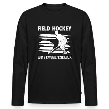 Field hockey is my favorite season indoor hockey - Men's Premium Organic Long Sleeve Shirt - black - Front - Nico (187cm)