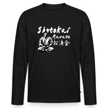 Shotokai Karaté Kanji Kimono Dojo Arts Martiaux - T-shirt manches longues Premium bio Homme - noir - Devant - Nico (187cm)