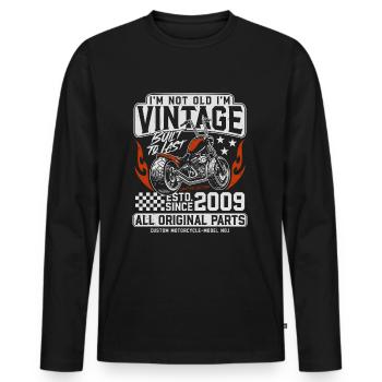2009 Vintage Vintage Birthday Gift Motorcycle - Men's Premium Organic Long Sleeve Shirt - black - Front - Nico (187cm)