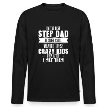 Stepdad Geschenk Stiefvater Shirt Ziehvater - Männer Premium Bio Langarmshirt - Schwarz - Vorne - Nico (187cm)