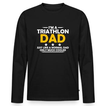 Je suis un cadeau de papa de triathlon papa chemise de papa - T-shirt manches longues Premium bio Homme - noir - Devant - Nico (187cm)