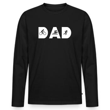 T-Shirt Cadeau Père Papa Triathlon Papa - T-shirt manches longues Premium bio Homme - noir - Devant - Nico (187cm)