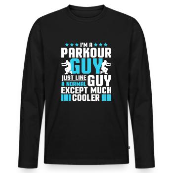 Guy Parkour T-Shirt Geschenk - Männer Premium Bio Langarmshirt - Schwarz - Vorne - Nico (187cm)
