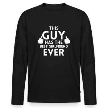 Ce mec a la meilleure petite amie de tous les temps - T-shirt manches longues Premium bio Homme - noir - Devant - Nico (187cm)