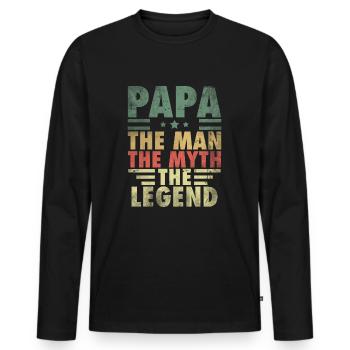 Papa The Man The Myth The Legend Father - Men's Premium Organic Long Sleeve Shirt - black - Front - Nico (187cm)