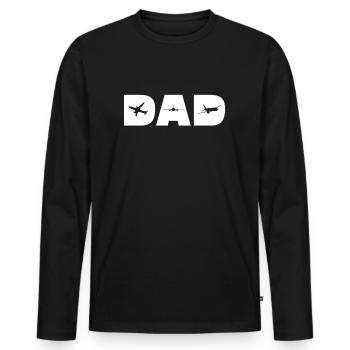 Papa père papa fête des pères pilote cadeau avion - T-shirt manches longues Premium bio Homme - noir - Devant - Nico (187cm)