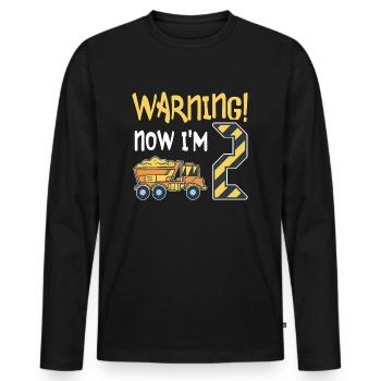 2nd birthday boy 2 years old tipper construction site - Men's Premium Organic Long Sleeve Shirt - black - Front - Nico (187cm)