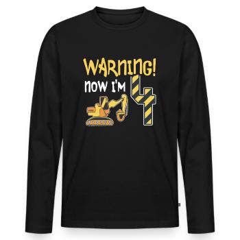Children excavator driver 4th birthday 4 years excavator - Men's Premium Organic Long Sleeve Shirt - black - Front - Nico (187cm)