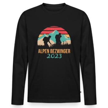 Alpenbezwinger 2023 Alpenüberquerung Finisher - Männer Premium Bio Langarmshirt - Schwarz - Vorne - Nico (187cm)