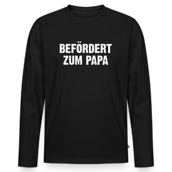 Befördert Zum Papa - Männer Premium Bio Langarmshirt - Schwarz - Vorne - Nico (187cm)