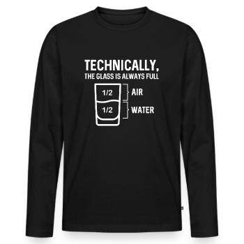Das Glas ist immer voll - Männer Premium Bio Langarmshirt - Schwarz - Vorne - Nico (187cm)