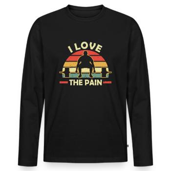 J'aime la douleur Funny Fitness disant Vintage - T-shirt manches longues Premium bio Homme - noir - Devant - Nico (187cm)