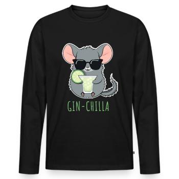 Gin- Chinchilla Gin - Männer Premium Bio Langarmshirt - Schwarz - Vorne - Nico (187cm)