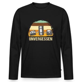UNVERGESSEN NEVER FORGET Retro Design Kassette - Männer Premium Bio Langarmshirt - Schwarz - Vorne - Nico (187cm)