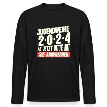 Jugendweihe 2024 Ab Jetzt Bitte Mit Sie Ansprechen - Männer Premium Bio Langarmshirt - Schwarz - Vorne - Nico (187cm)
